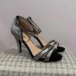 Elegant Silver and Black Women's Heels